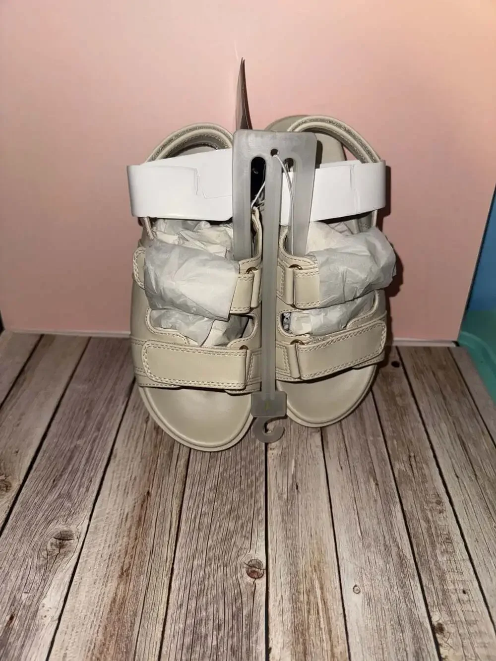 Art Class Girls' Triple Strap Platform Sandals, Cream, Size 1 - Picture 2 of 4